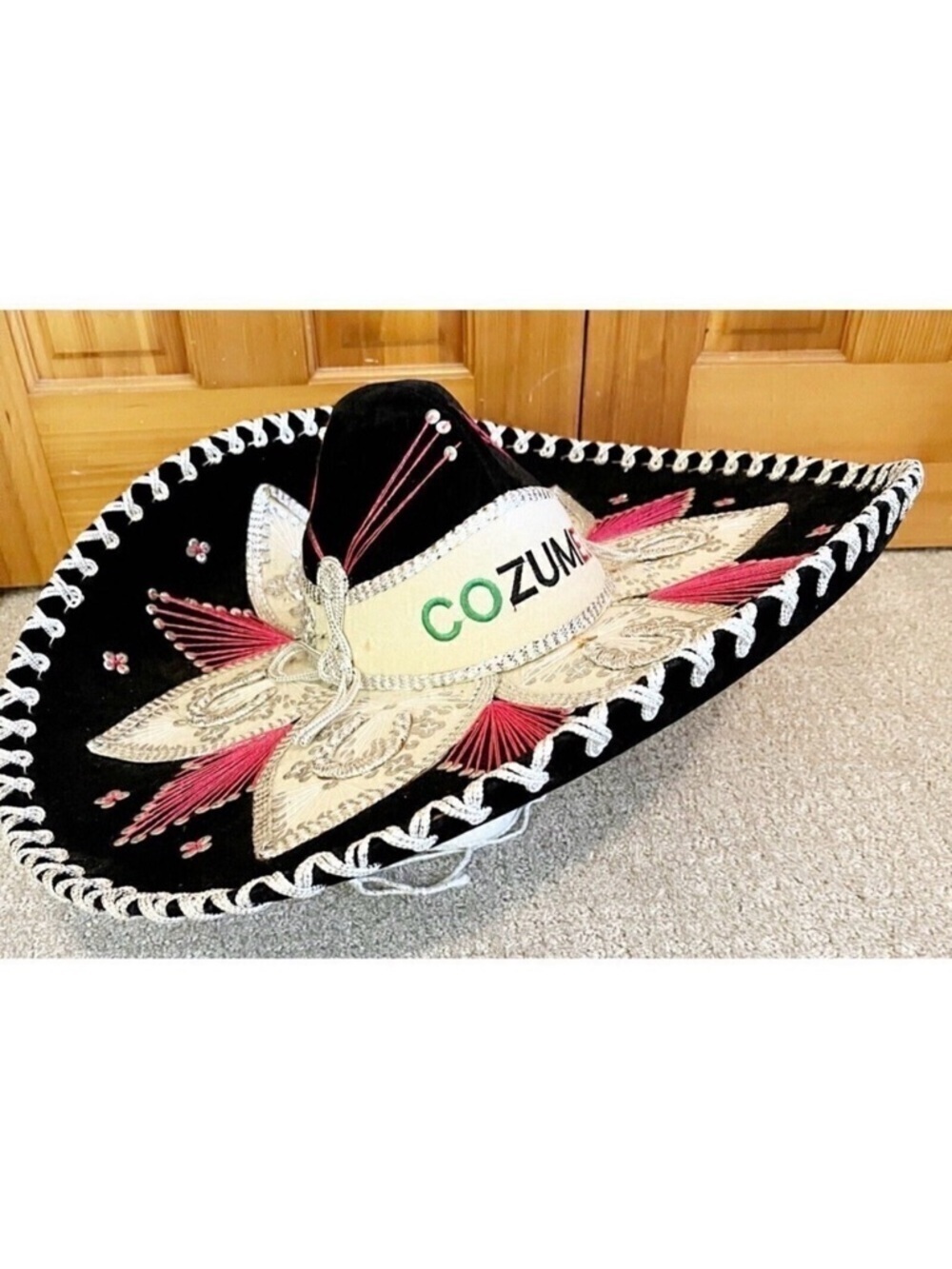 Pigalle Mexican Sombrero Black Velvet Mariachi Horseshoe Pink Cozumel Adult